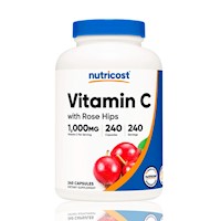 Vitamina C 1000Mg Con Rose Hips Nutricost 240 Capsulas