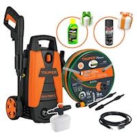 Hidrolavadora Eléctrica 1500PSI + Manguera 15m Truper + Shampu + Silicona