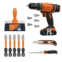 Taladro Pecutor Inalámbrico 20v + Herramientas para drywall Truper