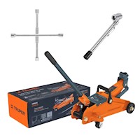 Combo Gata tipo lagarto 2 toneladas + Llave de cruz 14" + Medidor de presion 120 Psi