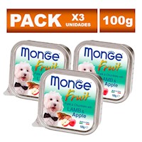 Pack Paté Lata Perro Monge Fruit Cordero y Manzana 100g 3un