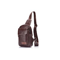 BullCaptain - Mochila cruzada de Cuero Mate XB-097-BR Marrón
