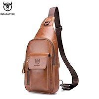 BullCaptain - Mochila Cruzada de Cuero Mate XB-121-BR Marrón