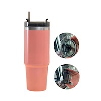 Termo Liso De Acero Inox Con Sorbete Color Palo Rosa - 890 Ml