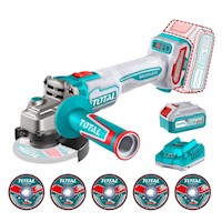 Amoladora inalámbrica 4½" incluye batería y cargador Total