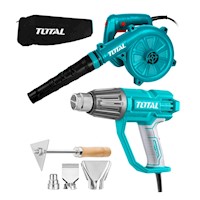 Pistola de calor graduable 2000w con accesorios + Sopladora aspiradora 650w Total