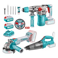 Combo Rotomartillo + Amoladora + Aspiradora industrial Total