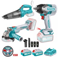 Combo llave de impacto 850nm + aspiradora + amoladora industrial Total