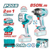 Combo llave de impacto 850Nm + linterna Total