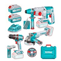 Mega Combo Industrial Taladro + Amoladora + Rotomartillo Total