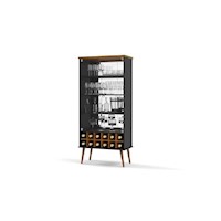 Vitrina Vinera Tu Mesita Mersy con Espejo 2 puertas color Negro/Marrón