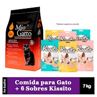 Comida Gato Esterilizado Mio Gatto 7 kg + Kissito 6 sobres