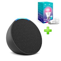 Pack Echo Pop Parlante Alexa Negro + Foco TP-Link 60W Kasa KL135