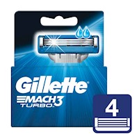 Gillette Mach3 Turbo Cartuchos para Afeitar 4 unidades