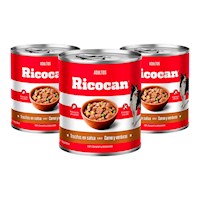 Trocitos de Carne y Verduras Perro Adulto Ricocan 290g x3