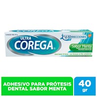 Corega Ultra Crema Adhesiva Sabor Menta - Tubo 40 G