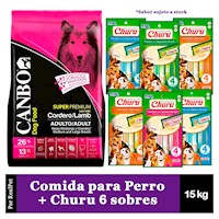 Canbo Perro Adulto Mediano Cordero 15 kg + Churu 6 Sobres Variados