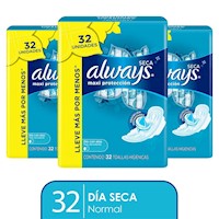 Pack x3 Toallas Higiénicas Always Maxi Protección Seca 32 un