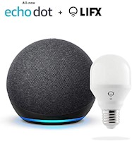Nuevo Echo Dot (4th Gen) - Negro - paquete con LIFX Foco inteligente (Wi-Fi)