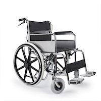 Silla de Ruedas Plegable con Marco de Acero Cromado