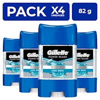 Gillette Gel Antitranspirante Antibact. Cool Wave 82g PackX4