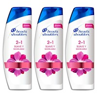 Pack x3 Shampoo Head&Shoulders 2en1 Suave y Manejable 375ml