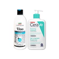 Shampo Uno + Cerave Gel Limpiador Espumoso Foaming Cleanser 473ml