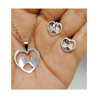 Set Aretes y Collar Pinky Promise Plateado