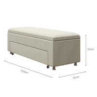 ZAPATERA DE MADERA TAPIZADA BAÚL 150CM- COLOR BEIGE