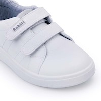 Zapatilla Escolar Unisex Casual ANGEL-078 I Blanco Rabbit Cuero