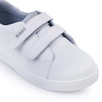Zapatilla Escolar Unisex Casual ANGEL-078 K Blanco Rabbit Cuero