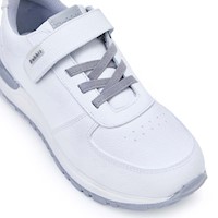 Zapatilla Escolar Unisex Casual ANDREI-025 I Blanco Rabbit Cuero