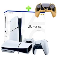 Pack Consola PS5 Slim con Lector + Case para Mando PS5 Dorado Rígido