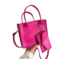 Mini Bolso Bandolero Cuadrado Con Monedero De Dama Fucsia