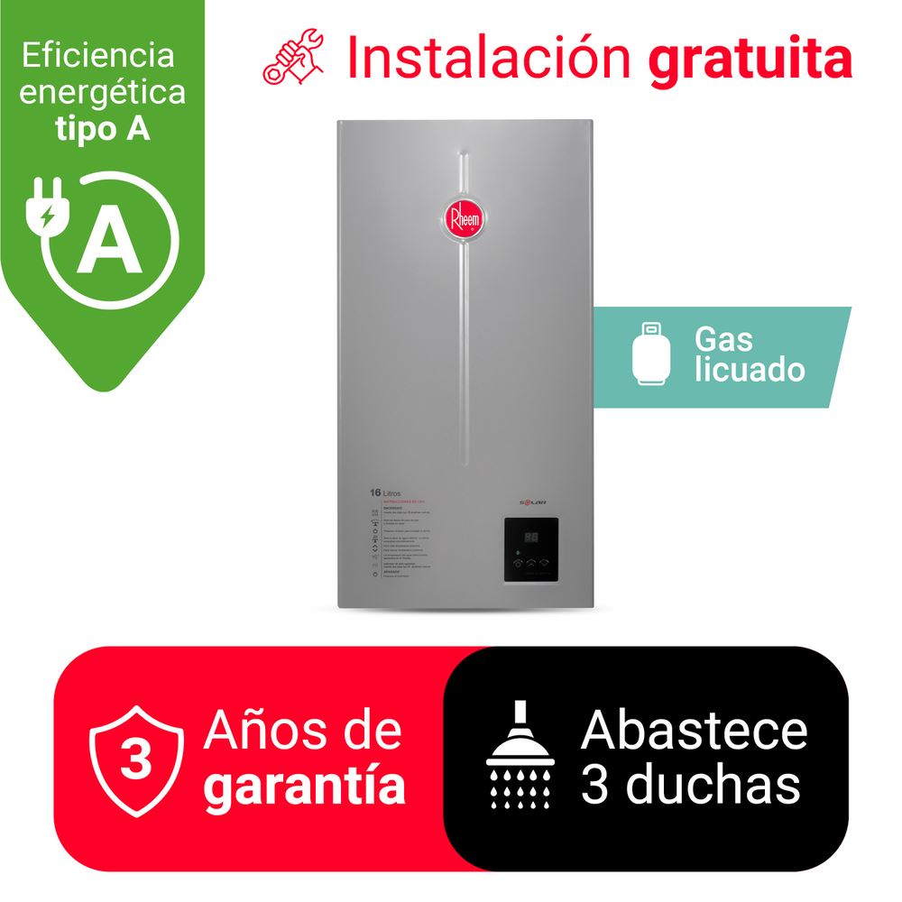 TERMA A GAS 16L GLP RHEEM TIRO NATURAL