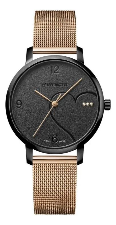 RELOJ METROPOLITAN DONNISSIMA CORREA MESH COLOR ROSE GOLD, DIAL NEGRO, WENGER
