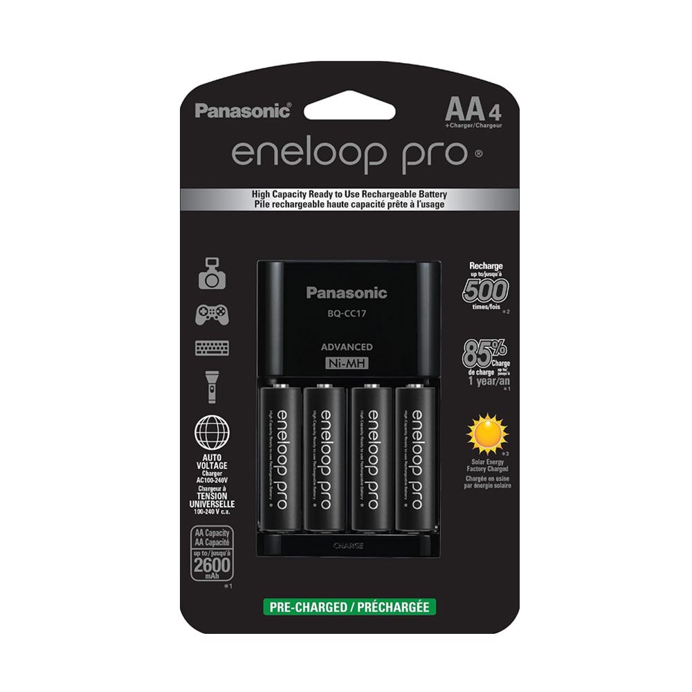 Pilas Recargables Panasonic Eneloop Pro 2500mAh x4 AA + Cargador BQ-CC17