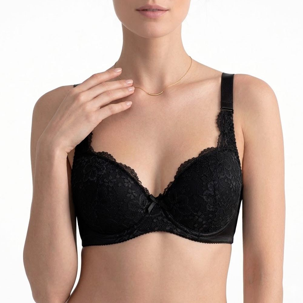 Brasier Peter Pan Realce Medio Con Aro Encaje Negro 5144