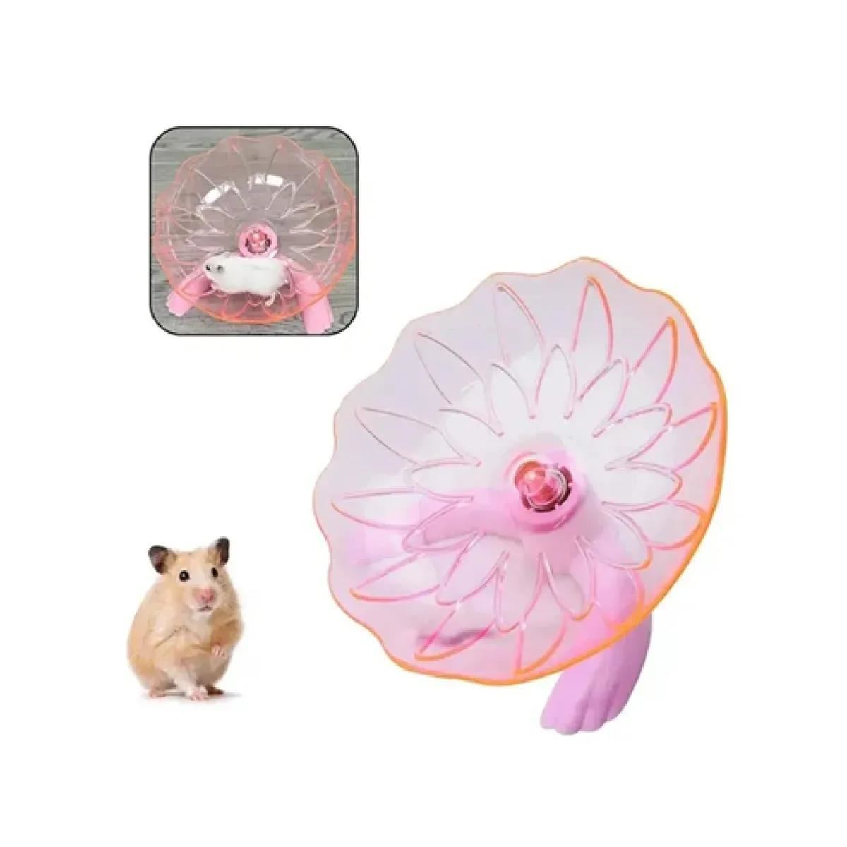 Rueda Disco Giratorio Para Hamsters diseño Flor Color Rosado