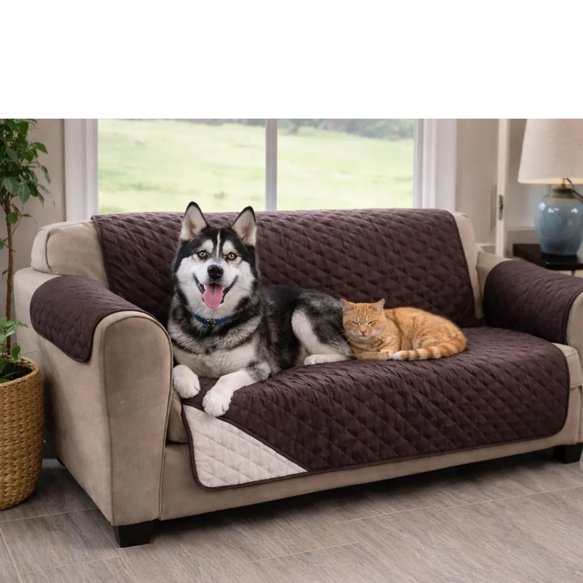 Funda forro para muebles de 2 cuerpos marrón reversible