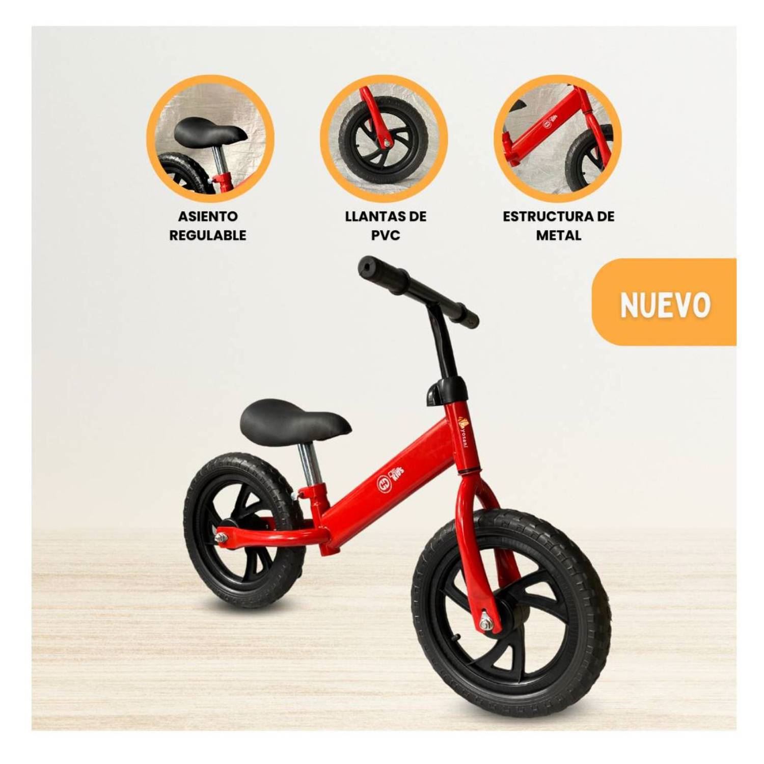 Bicicleta de Equilibrio Aro 12 PVC - Rojo