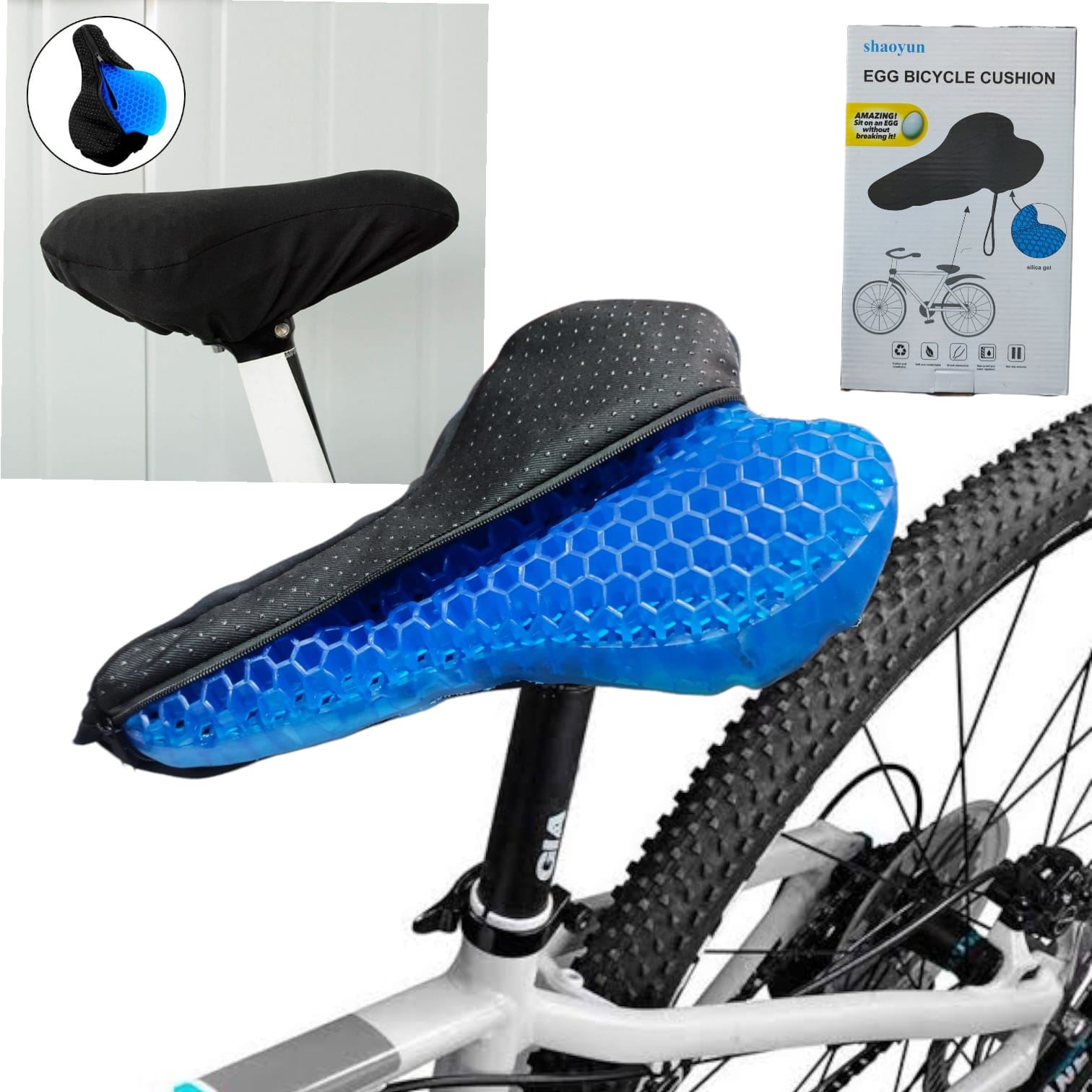 Qatary Import - Asiento de Gel Funda + Cojín de de Silicona para Bicicleta  Ciclismo | Juntoz