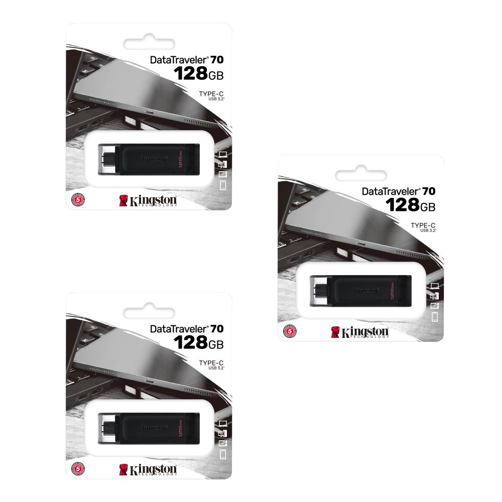 MEMORIA USB TIPO C KINGSTON 128GB KIT DE 3 UNIDADES