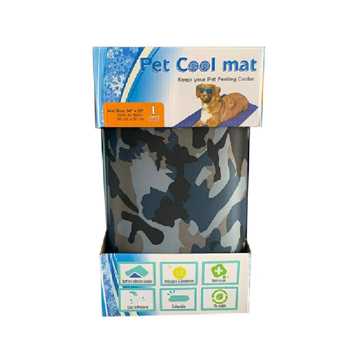 Colchoneta refrigerante pet cool mat L Diseño Camuflado para mascotas perros y gatos