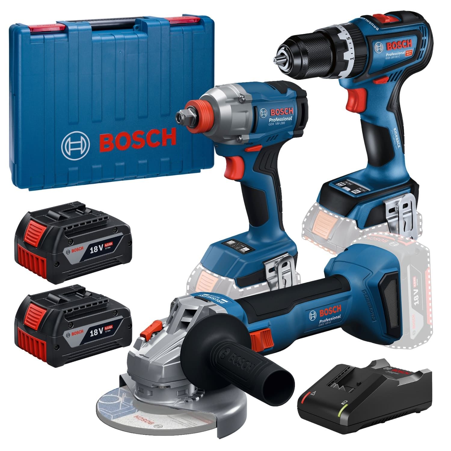 Amoladora Angular + Taladro Percutor + Llave de Impact Bosch