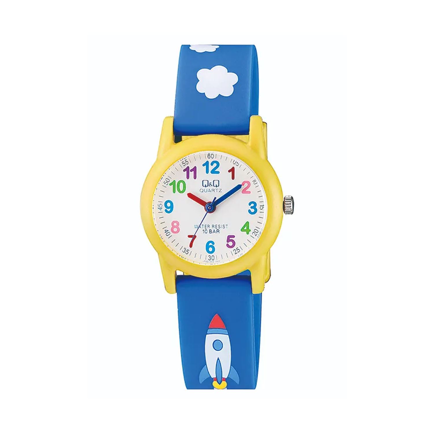 Reloj Q&Q Para Niño Acuático 10 BAR Color Celeste Resistente al Agua 100m Regalo Infantil