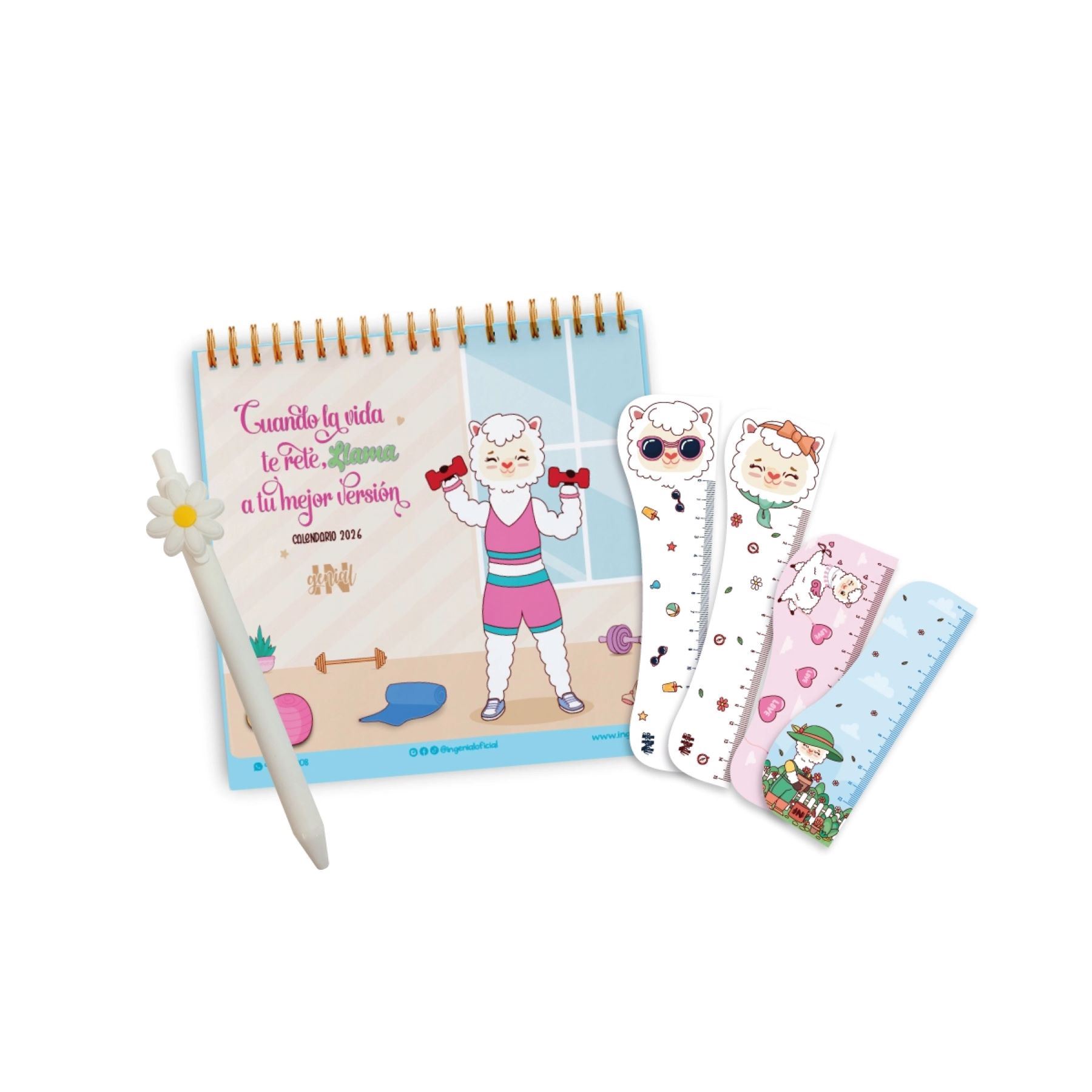 Pack Ingenial Llaminspira: Organizador mensual + set de reglas + lapicero