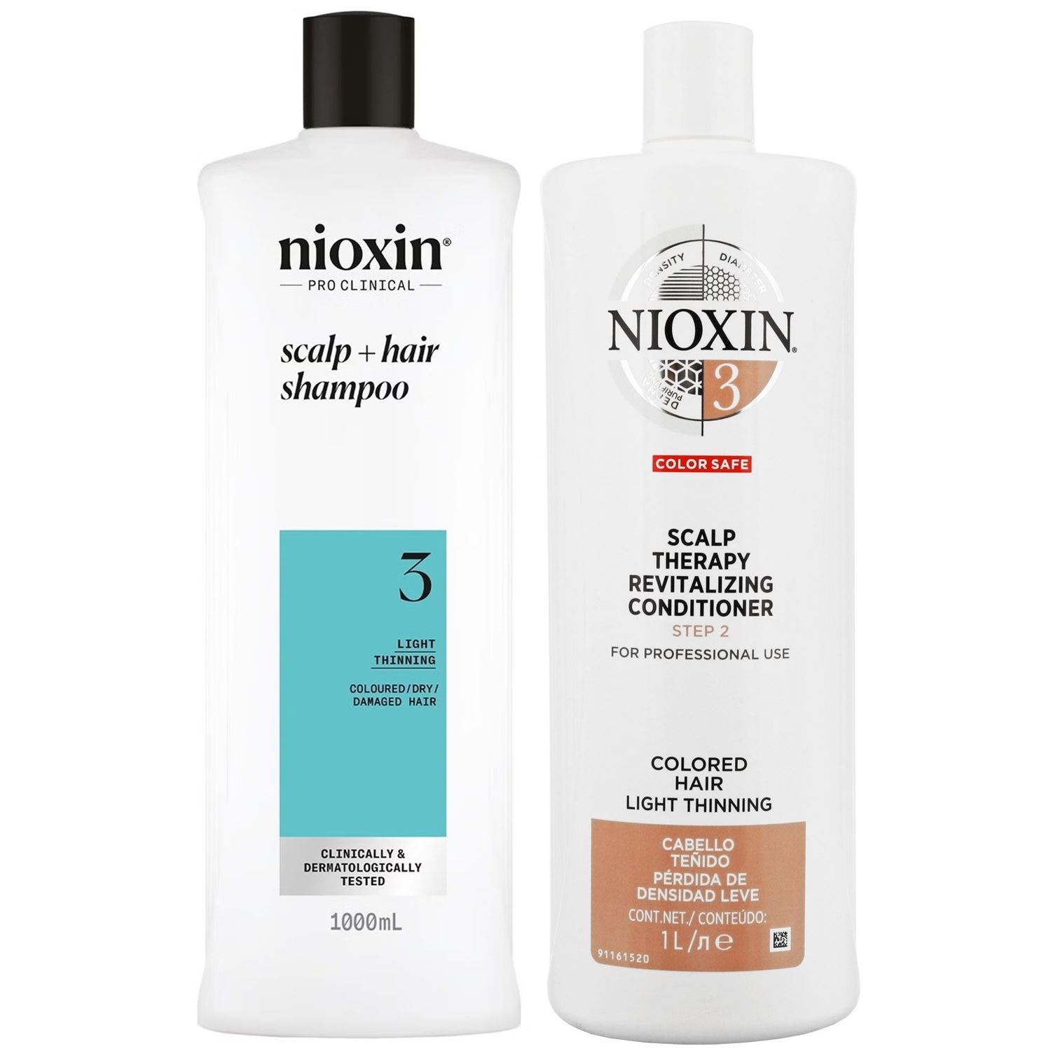 Nioxin-3 Shampoo Densificador 1000ml + Acondicionador Cabello Teñido
