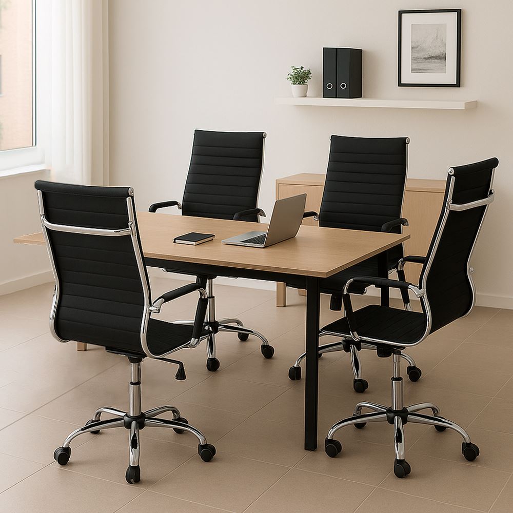 Juego de 4 Sillas de Oficina Ejecutivas Komsum Cannes Negro