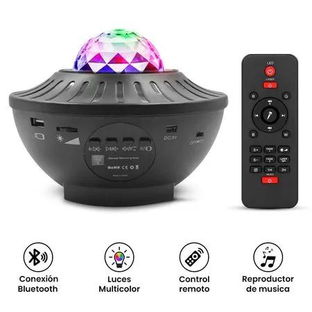 Proyector de Galaxia Luces Led Bluetooth con Parlante y Control Remoto